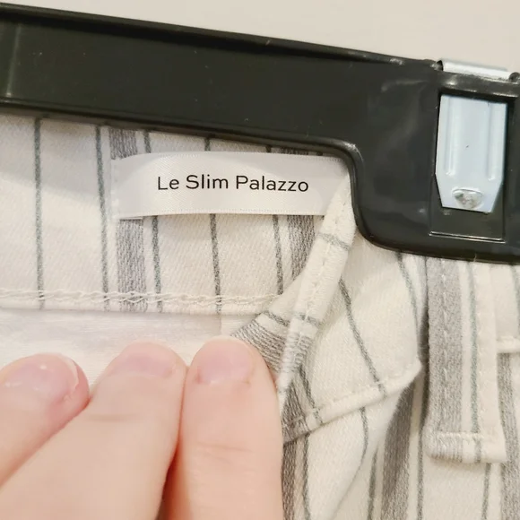 FRAME Denim Le Slim Palazzo Ivory Striped Jeans - Picture 5 of 10